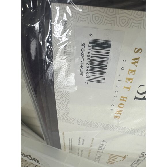 Sweet Home Collection 1500 Thread Count Twin 4-Piece Sheets Deep Pocket Purple - Picture 8 of 8
